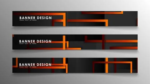 Abstract geometric and rectangular pattern banners with orange gradients 库存插图