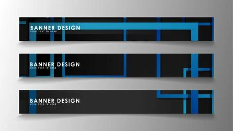 Abstract geometric and rectangular pattern banners with blue gradients. Vecto Illustrazione stock