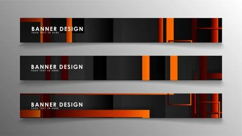 Abstract geometric and rectangular pattern banners with orange gradients Stockillustratie