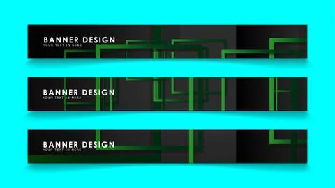 Abstract geometric and rectangular pattern banners with green gradients. Vect Stock Illustration