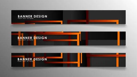 Abstract geometric and rectangular pattern banners with orange gradients Illustrazione stock
