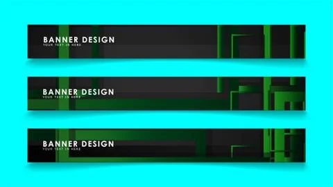 Abstract geometric and rectangular pattern banners with green gradients. Vect Stock Illustration