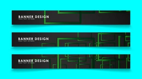 Abstract geometric and rectangular pattern banners with green gradients. Vect Illustrazione stock