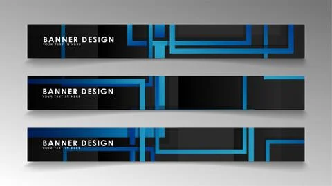 Abstract geometric and rectangular pattern banners with blue gradients. Vecto イラスト素材