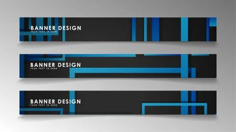Abstract geometric and rectangular pattern banners with blue gradients. Vecto Illustrazione stock