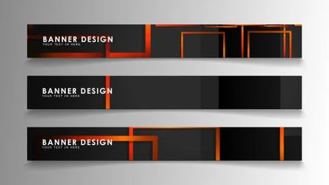 Abstract geometric and rectangular pattern banners with orange gradients Illustrazione stock