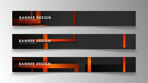 Abstract geometric and rectangular pattern banners with orange gradients Illustrazione stock