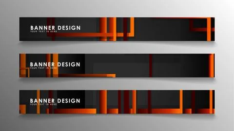 Abstract geometric and rectangular pattern banners with orange gradients Illustrazione stock
