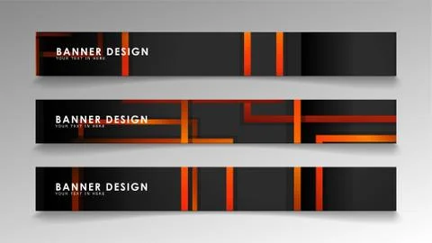 Abstract geometric and rectangular pattern banners with orange gradients Illustrazione stock