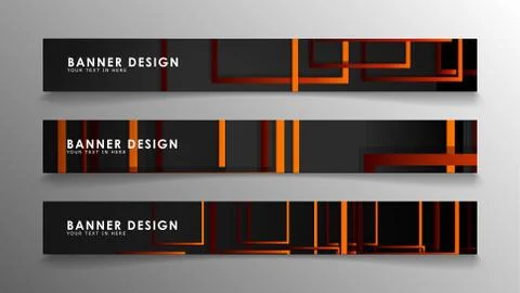Abstract geometric and rectangular pattern banners with orange gradients Stock Illustration