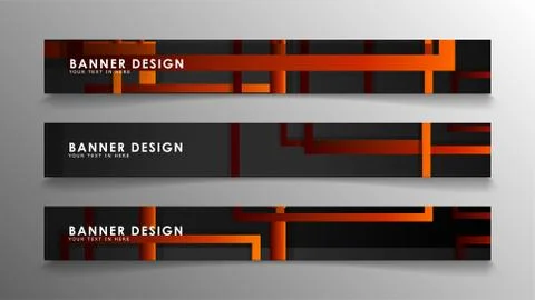 Abstract geometric and rectangular pattern banners with orange gradients Illustrazione stock