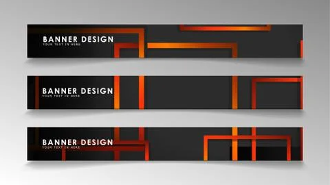 Abstract geometric and rectangular pattern banners with orange gradients Stock Illustration
