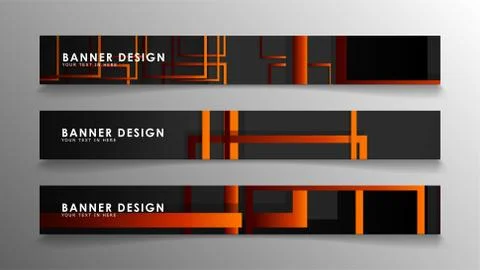 Abstract geometric and rectangular pattern banners with orange gradients Illustrazione stock