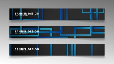 Abstract geometric and rectangular pattern banners with blue gradients. Vecto Illustrazione stock
