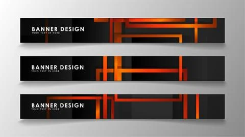 Abstract geometric and rectangular pattern banners with orange gradients Illustrazione stock