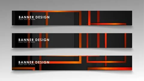 Abstract geometric and rectangular pattern banners with orange gradients Stock Illustration