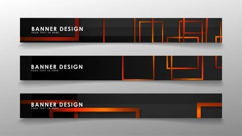 Abstract geometric and rectangular pattern banners with orange gradients イラスト素材