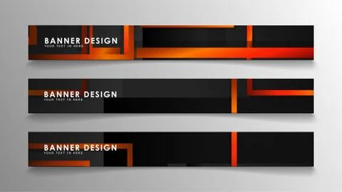 Abstract geometric and rectangular pattern banners with orange gradients Illustrazione stock