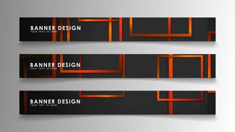 Abstract geometric and rectangular pattern banners with orange gradients Illustrazione stock