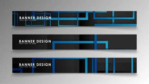 Abstract geometric and rectangular pattern banners with blue gradients. Vecto Illustrazione stock
