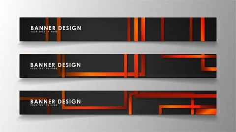 Abstract geometric and rectangular pattern banners with orange gradients Illustrazione stock