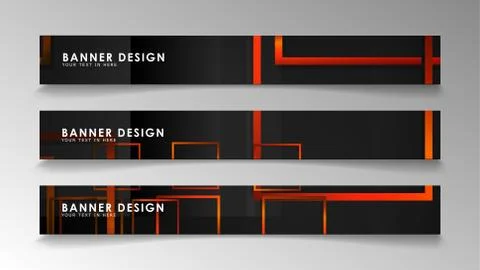 Abstract geometric and rectangular pattern banners with orange gradients Stock Illustration