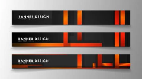 Abstract geometric and rectangular pattern banners with orange gradients 스톡 일러스트