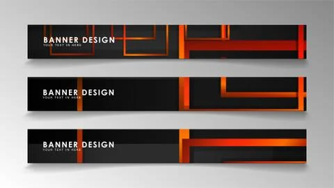 Abstract geometric and rectangular pattern banners with orange gradients 스톡 일러스트