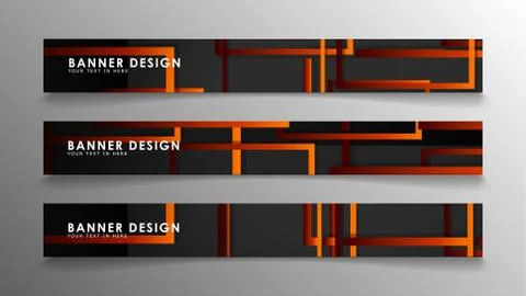 Abstract geometric and rectangular pattern banners with orange gradients 库存插图