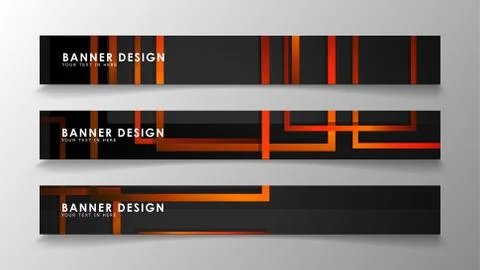 Abstract geometric and rectangular pattern banners with orange gradients Illustrazione stock