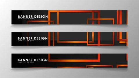 Abstract geometric and rectangular pattern banners with orange gradients Illustrazione stock