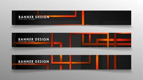 Abstract geometric and rectangular pattern banners with orange gradients 库存插图