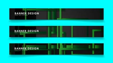 Abstract geometric and rectangular pattern banners with green gradients. Vect Illustrazione stock