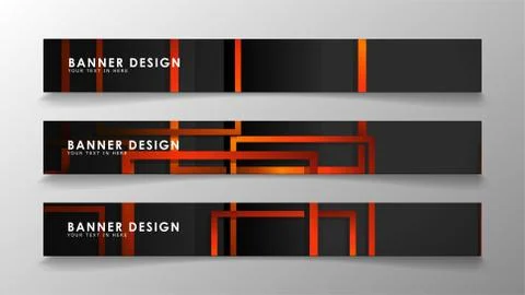Abstract geometric and rectangular pattern banners with orange gradients Illustrazione stock
