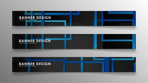Abstract geometric and rectangular pattern banners with blue gradients. Vecto 库存插图
