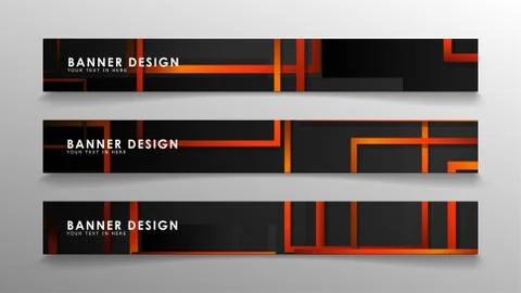 Abstract geometric and rectangular pattern banners with orange gradients Stockillustratie