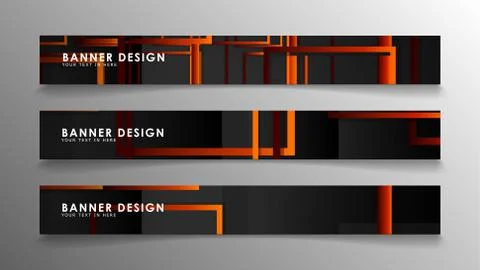 Abstract geometric and rectangular pattern banners with orange gradients Stock Illustration