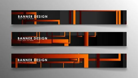 Abstract geometric and rectangular pattern banners with orange gradients Illustrazione stock