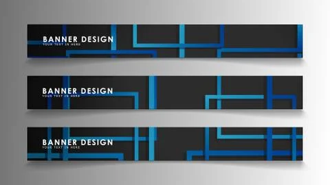 Abstract geometric and rectangular pattern banners with blue gradients. Vecto Illustrazione stock