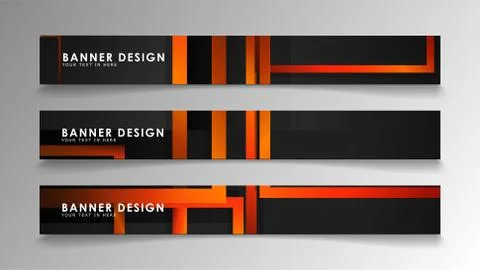 Abstract geometric and rectangular pattern banners with orange gradients Stock Illustration