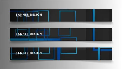 Abstract geometric and rectangular pattern banners with blue gradients. Vecto 库存插图