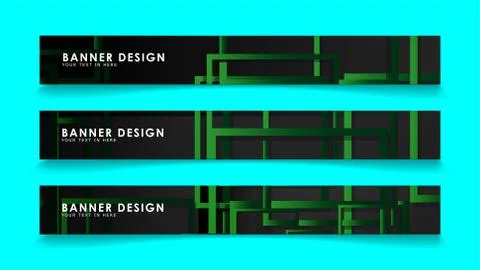 Abstract geometric and rectangular pattern banners with green gradients. Vect Stock Illustration