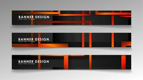 Abstract geometric and rectangular pattern banners with orange gradients Stock Illustration