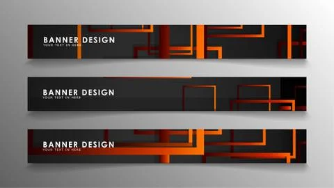 Abstract geometric and rectangular pattern banners with orange gradients Illustrazione stock