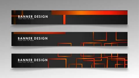Abstract geometric and rectangular pattern banners with orange gradients Illustrazione stock