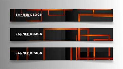 Abstract geometric and rectangular pattern banners with orange gradients Illustrazione stock