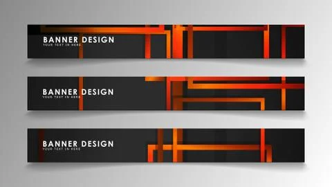 Abstract geometric and rectangular pattern banners with orange gradients Stock Illustration