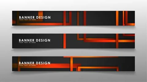 Abstract geometric and rectangular pattern banners with orange gradients 스톡 일러스트
