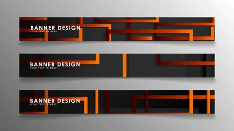 Abstract geometric and rectangular pattern banners with orange gradients Stock Illustration