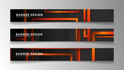 Abstract geometric and rectangular pattern banners with orange gradients Stockillustratie